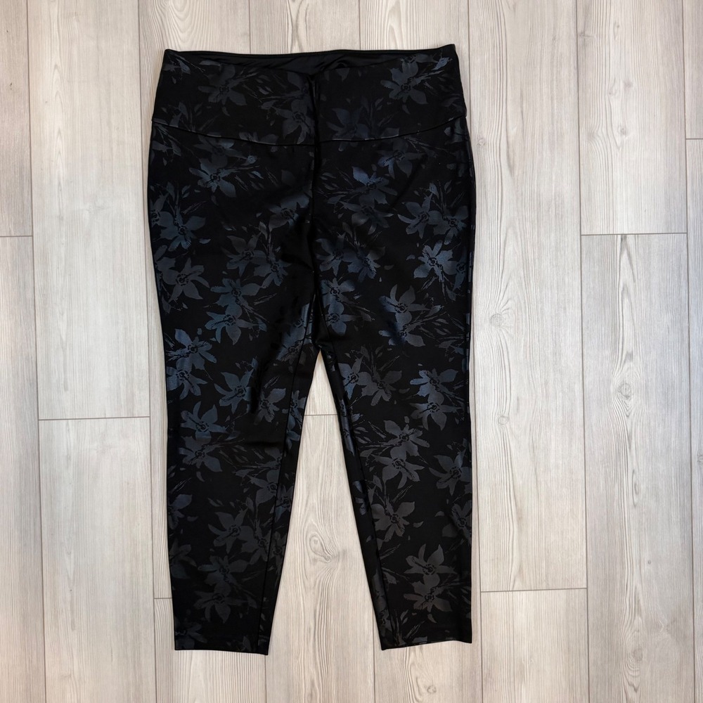 Soft Surroundings Black Floral Jacquard Leggings Plus Size 2X High Rise Stretch